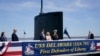 နျူကလီးယား တိုက်ခိုက်ရေး ရေငုပ်သင်္ဘော USS Delaware တရားဝင် တာဝန်ပေးအပ်ပွဲ အခမ်းအနား တက်ရောက်တဲ့ သမ္မတ Joe Biden နဲ့ ဇနီး Jill Biden. (ဧပြီ ၂၊ ၂၀၂၂)