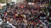 Members and supporters of Sri Lanka's opposition the National People's Power Party march during a protest against President Gotabaya Rajapaksa, amid the country's economic crisis, in Colombo, April 19, 2022. 